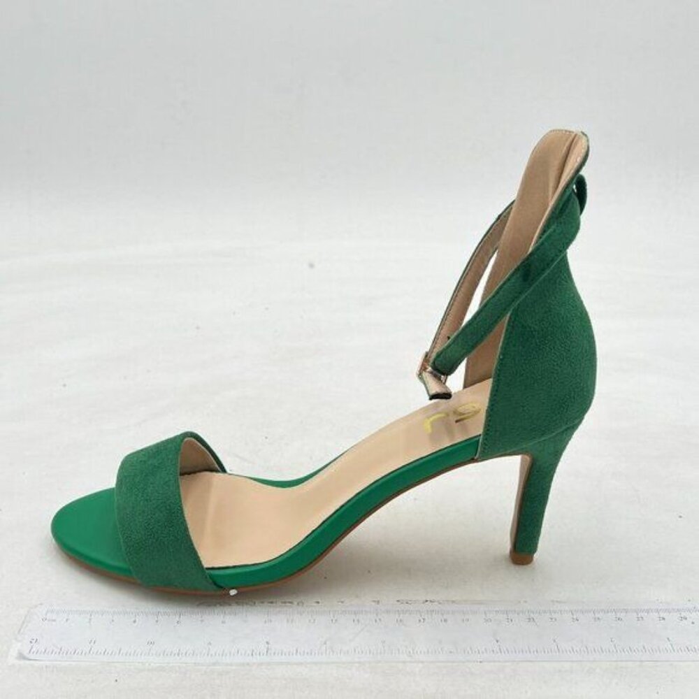 FSJ Women Comfy Open Toe Summer Sandal Ankle Strap Kitten Mid Heels Shoes Patent - Picture 3 of 8